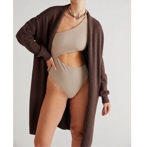 Free People Hailee convertible cardigan mink brown small